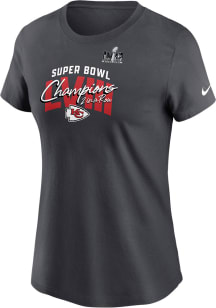 Nike Kansas City Chiefs Womens Grey Super Bowl LVIII Champions Iconic Short Sleeve T-Shirt