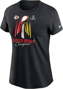 Nike Kansas City Chiefs Womens Black Super Bowl LVIII Champions Trophy Short Sleeve T-Shirt