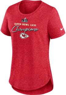 Nike Kansas City Chiefs Womens Red Super Bowl LVIII Champions Classic Short Sleeve T-Shirt