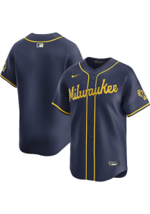 Nike Milwaukee Brewers Mens Navy Blue Alt Limited Baseball Jersey