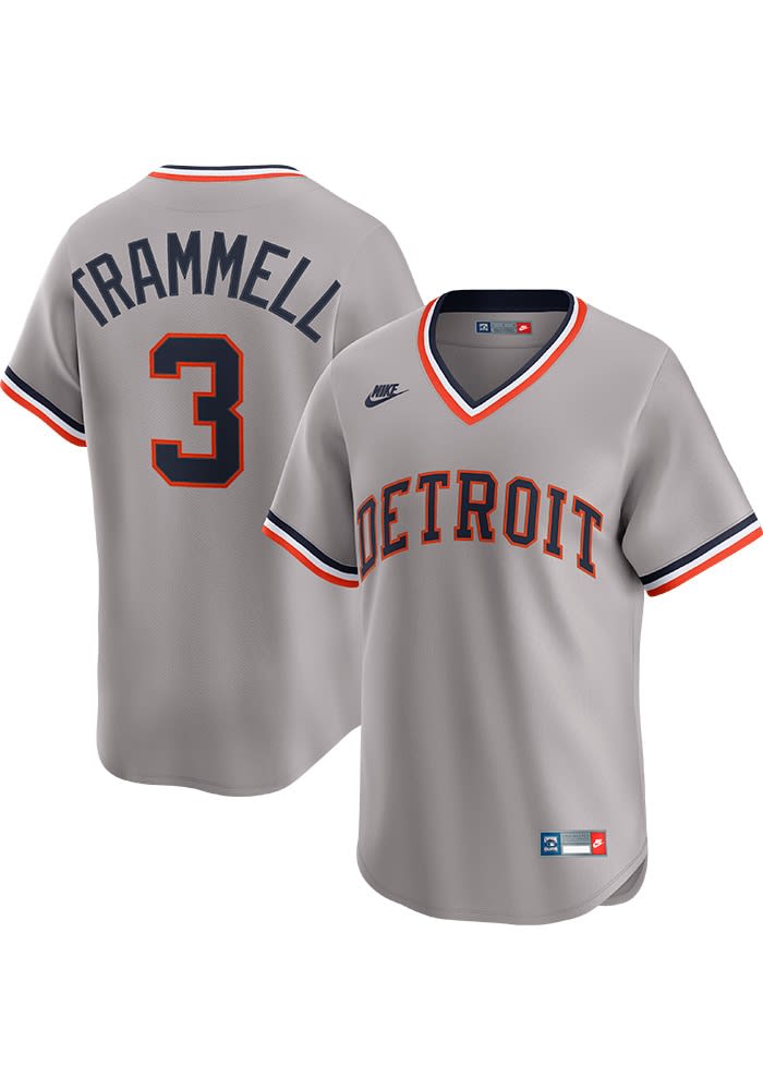 Detroit Tigers Alan Trammell Nike GREY Throwback Cooperstown