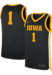 Mens Iowa Hawkeyes Black Nike Number One Replica Road Basketball Jersey