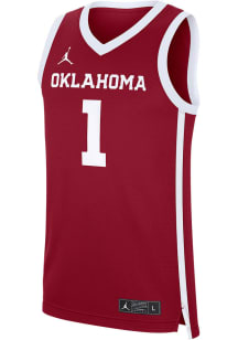 Nike Oklahoma Sooners Crimson Jordan #1 Replica Road Jersey