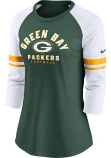 Nike Green Bay Packers Womens Green Raglan LS Tee