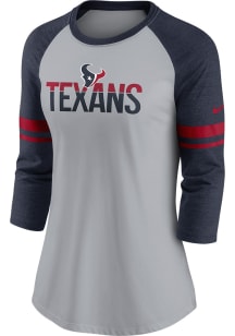 Nike Houston Texans Womens Grey Raglan LS Tee