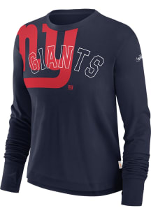 Nike New York Giants Womens Navy Blue High Hip LS Tee