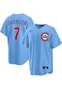Dansby Swanson Chicago Cubs Mens Replica Alt Jersey - Light Blue