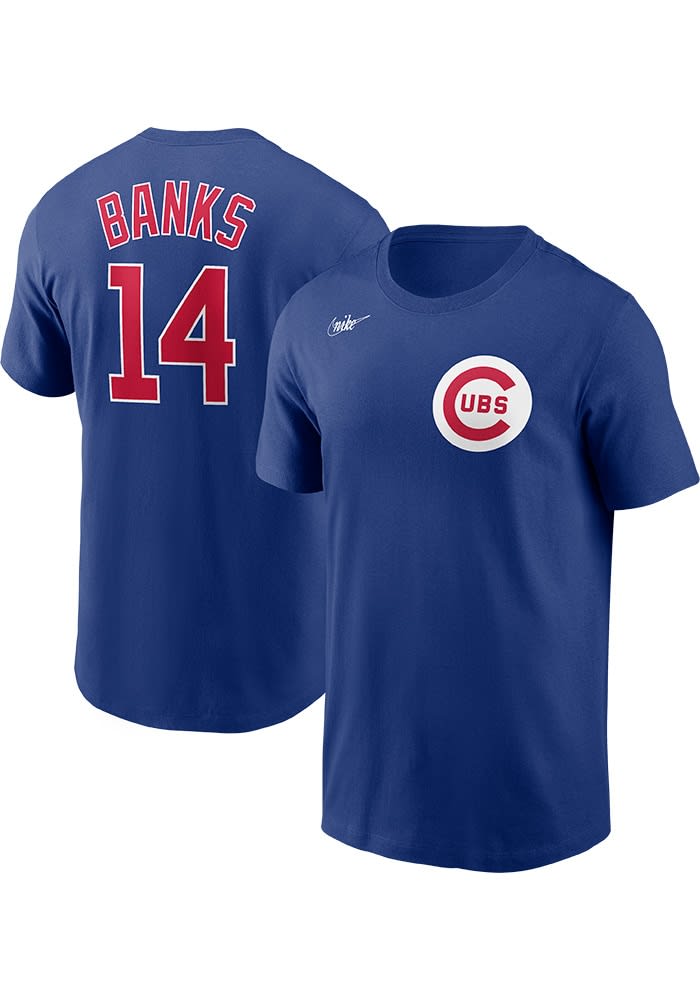 Ernie Banks #14 Chicago Cubs Men's Sz M Blue Name & Number T-Shirt