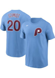 Mike Schmidt Philadelphia Phillies Light Blue Name And Number Short Sleeve Player T Shirt