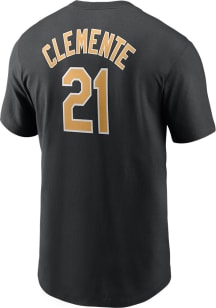 Roberto Clemente Pittsburgh Pirates Black Name And Number Short Sleeve Player T Shirt