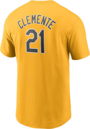 Roberto Clemente Pittsburgh Pirates Gold Name And Number Short Sleeve Player T Shirt