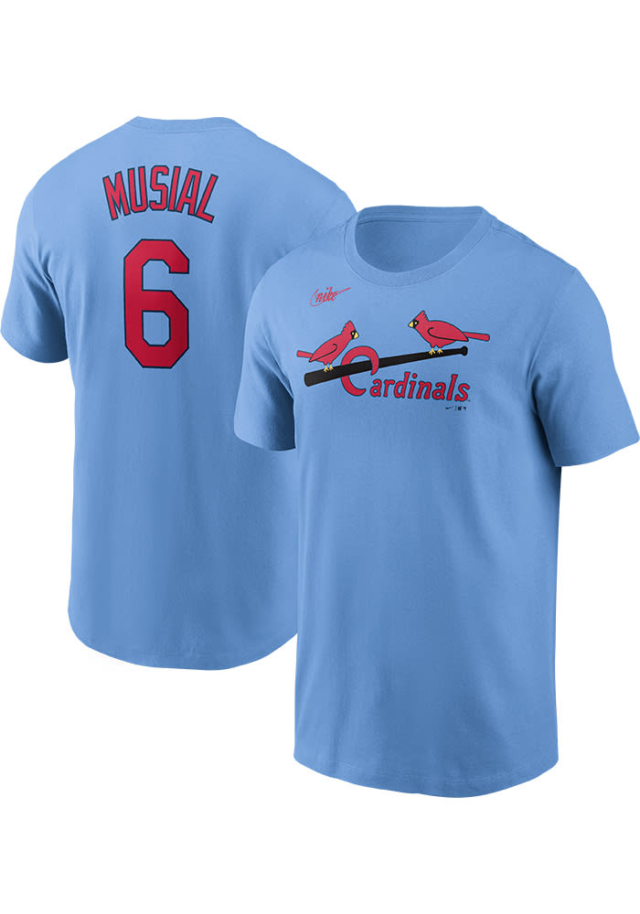 Stan Musial St Louis Cardinals Light Blue Name And Number Short Sleeve Player T Shirt