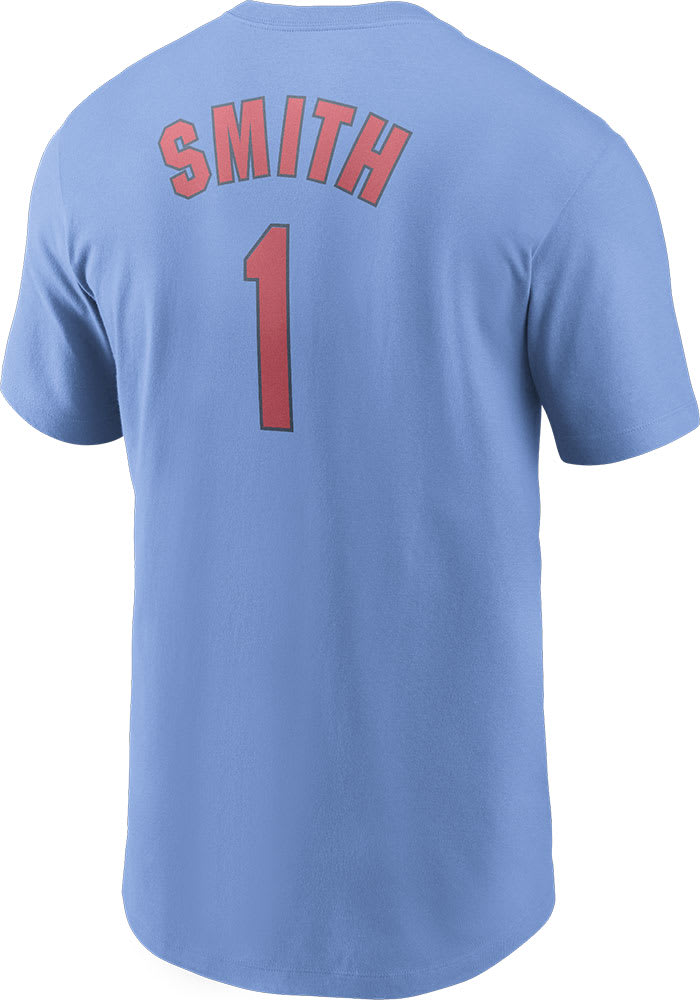 Ozzie Smith St Louis Cardinals Light Blue Name And Number Short Sleeve Player T Shirt