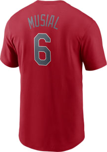 Stan Musial St Louis Cardinals Red Name And Number Short Sleeve Player T Shirt