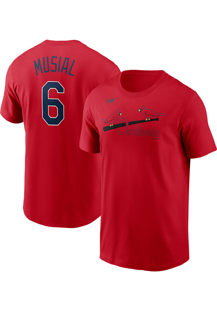 Stan Musial St Louis Cardinals Red Name And Number Short Sleeve Player T Shirt