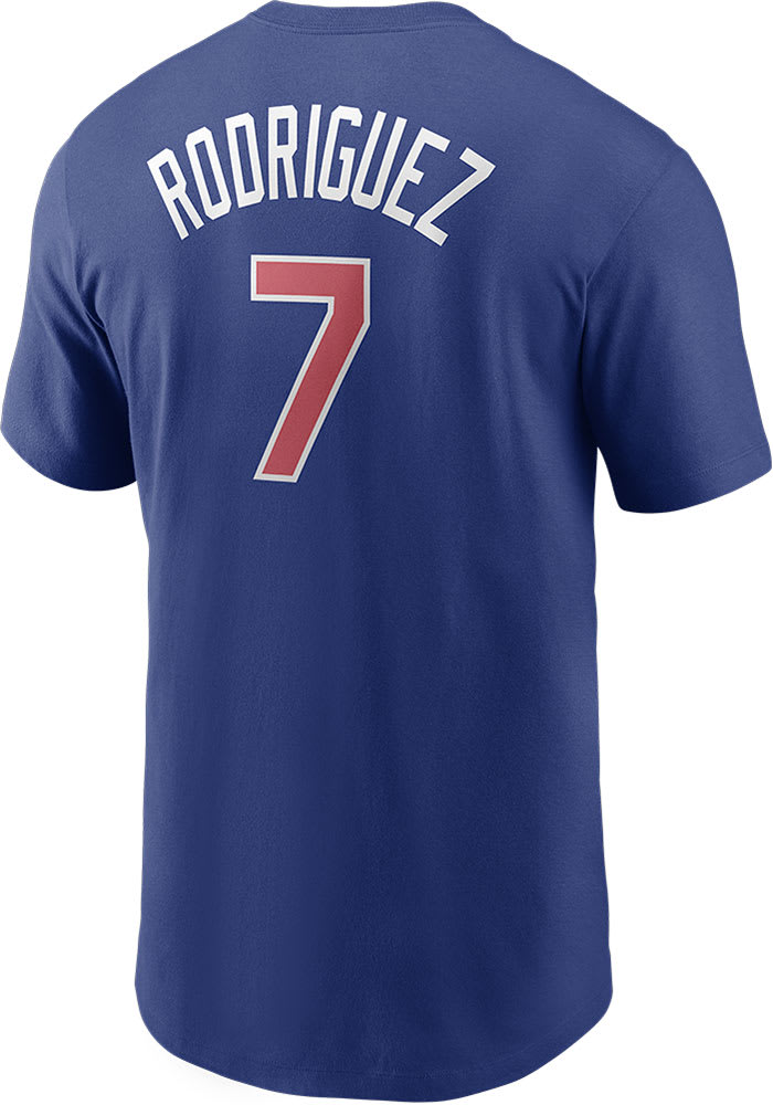 Men's Texas Rangers Ivan Rodriguez Nike Royal Cooperstown Collection Name &  Number T-Shirt