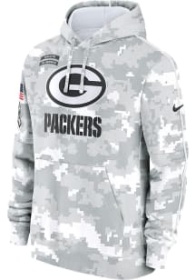 Nike Green Bay Packers Mens White Salute to Service Long Sleeve Hoodie