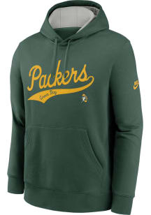 Nike Green Bay Packers Mens Green Rewind Club Fleece Long Sleeve Hoodie