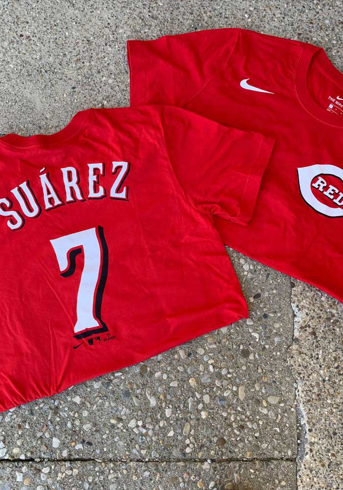 Eugenio Suarez Cincinnati Reds Red Name Number Short Sleeve Player T Shirt