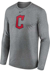 Nike Cleveland Guardians Grey Fuse Large Logo Long Sleeve T-Shirt