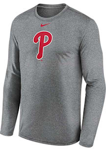 Nike Philadelphia Phillies Grey Fuse Large Logo Long Sleeve T-Shirt