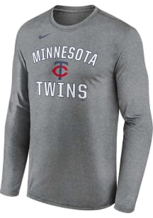 Nike Minnesota Twins Grey Number 1 Graphic Long Sleeve T-Shirt