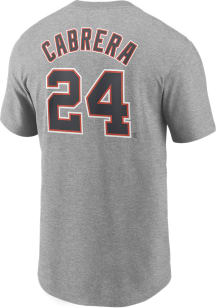 Miguel Cabrera Detroit Tigers Grey Name Number Short Sleeve Player T Shirt
