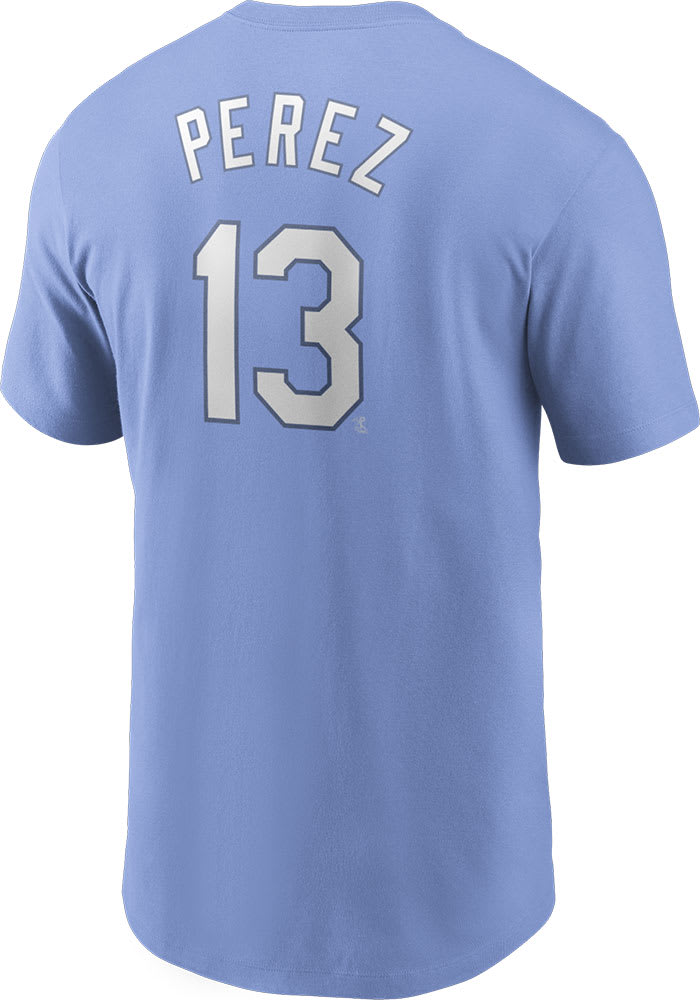 Salvador Perez Kansas City Royals Light Blue Name And Number Short Sleeve Player T Shirt