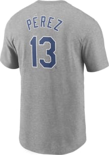 Salvador Perez Kansas City Royals Grey Name And Number Short Sleeve Player T Shirt