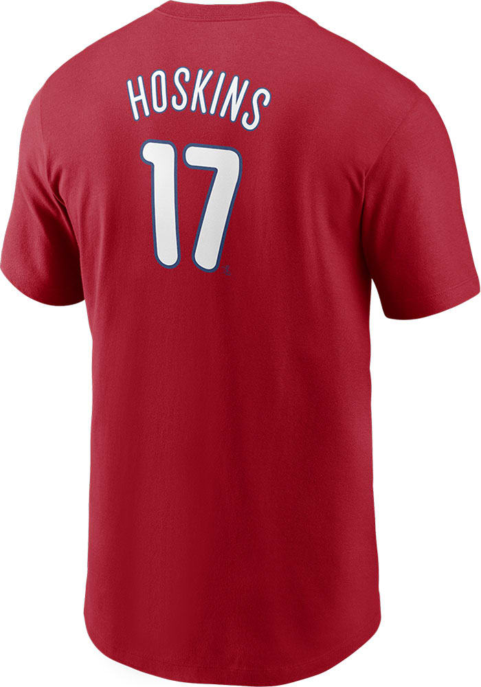 Men's Nike Rhys Hoskins Burgundy Philadelphia Phillies Name & Number T-Shirt