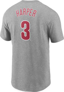 Bryce Harper Philadelphia Phillies Grey Name And Number Short Sleeve Player T Shirt