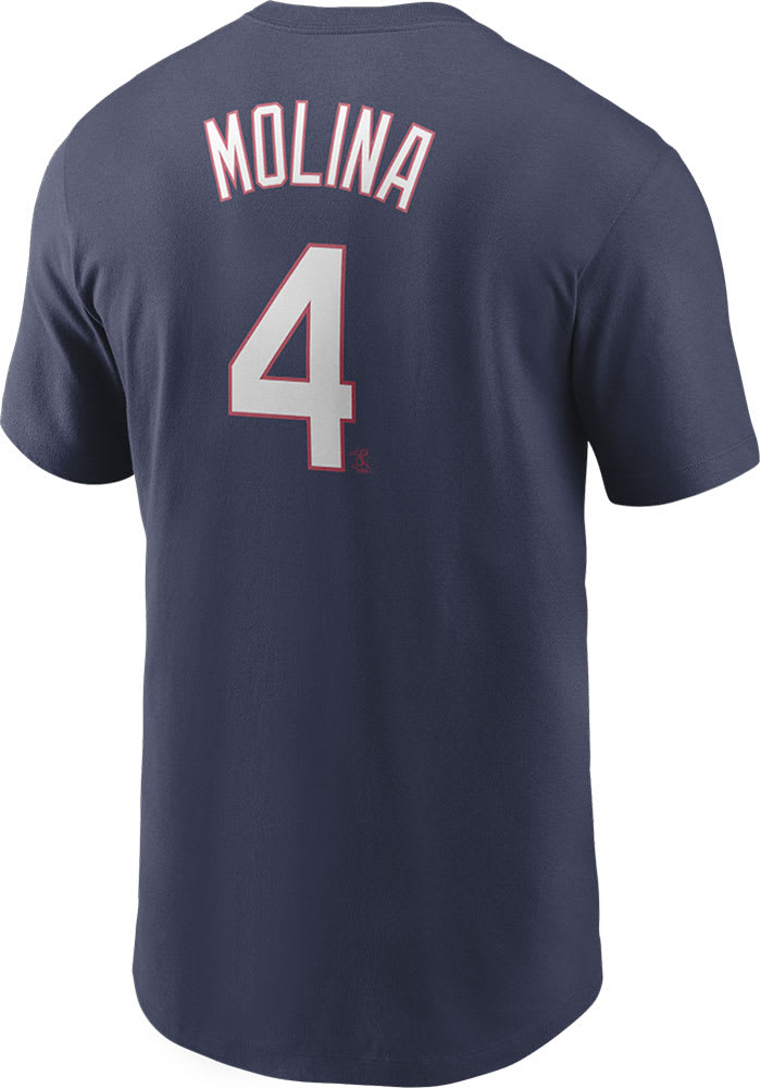 Yadier Molina St Louis Cardinals Navy Blue Name And Number Short Sleeve Player T Shirt