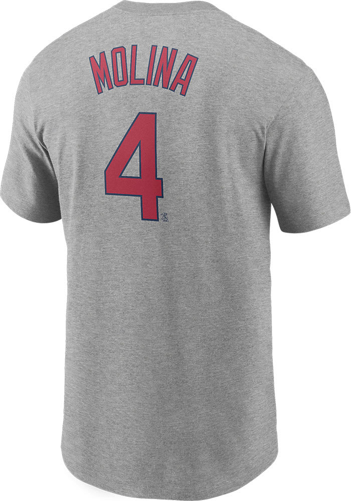 Yadier Molina St Louis Cardinals Grey Name Number Short Sleeve Player T Shirt