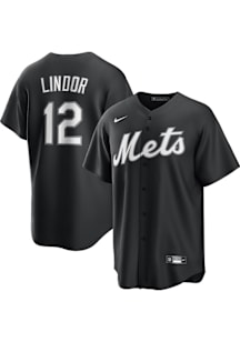 Francisco Lindor New York Mets Mens Replica Fashion Jersey - Black