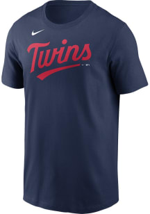 Nike Minnesota Twins Navy Blue Wordmark Design Short Sleeve T Shirt