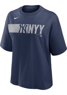 Nike New York Yankees Womens Navy Blue Knockout Short Sleeve T-Shirt