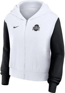 Womens Ohio State Buckeyes White Nike Colorblocked Script Long Sleeve Full Zip Jacket