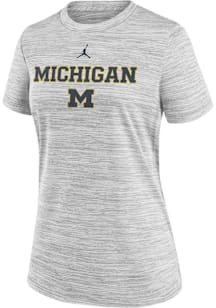 Womens Michigan Wolverines Grey Nike Velocity T-Shirt
