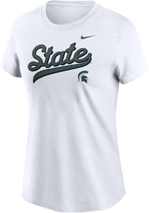 Michigan State Spartans White Nike Local Script Short Sleeve T-Shirt