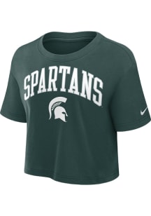 Michigan State Spartans Green Nike Arch Crop Short Sleeve T-Shirt