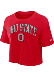 Ohio State Buckeyes Red Nike Arch Crop Short Sleeve T-Shirt