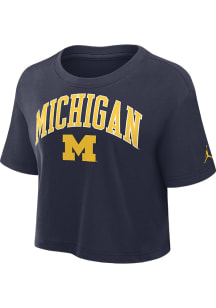 Michigan Wolverines Blue Nike Arch Crop Short Sleeve T-Shirt
