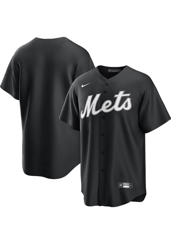 New York Mets Mens Nike Replica BLACK Blank Fashion Jersey - 173214753