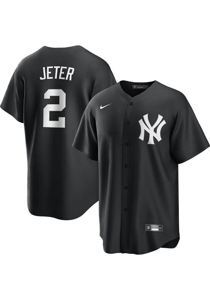 ヤスヒロ New York Yankees Jeterユニフォーム Derek Jeter New York Yankees Mens Replica BLACK Fashion Jersey