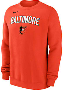 Nike Baltimore Orioles Mens Orange Fleece Long Sleeve Crew Sweatshirt