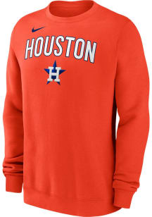 Nike Houston Astros Mens Orange Fleece Long Sleeve Crew Sweatshirt