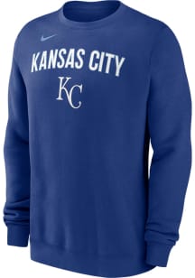Nike Kansas City Royals Mens Blue Fleece Long Sleeve Crew Sweatshirt