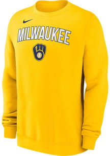Nike Milwaukee Brewers Mens Gold Fleece Long Sleeve Crew Sweatshirt