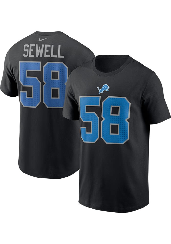 Penei Sewell Detroit Lions BLACK Alt Short Sleeve Player T Shirt