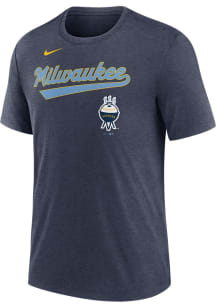 Nike Milwaukee Brewers Navy Blue City Connect Short Sleeve Fashion T Shirt